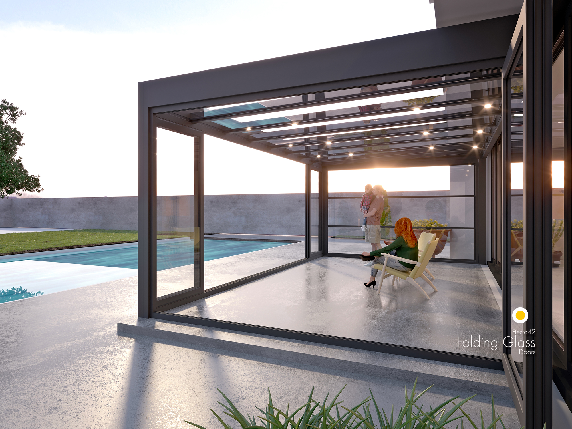 CUBO SUNROOM WITH FIESTA42 FOLDING GLASS DOORS