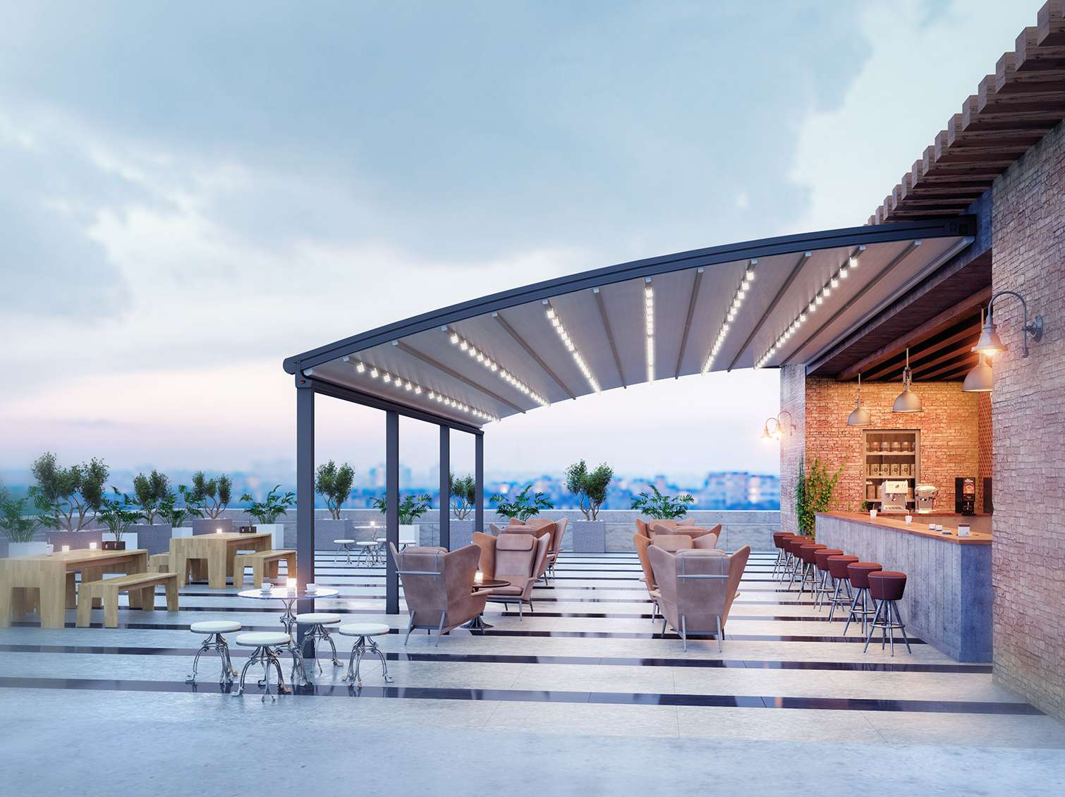 Retractable Awning Roof Pergola