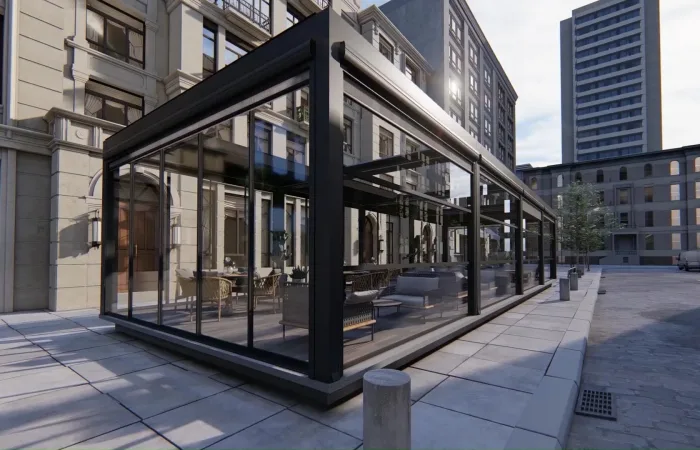 How Restaurants Can Keep Their Patios Open in Winter 1 Galaxy Louvered Roof Pergola